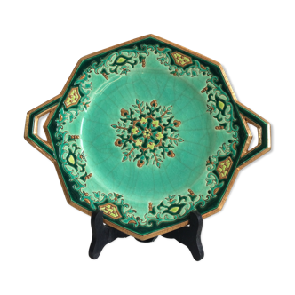 Longwy Chinoisant dish/Art Deco/Emerald green enamels/M.P Chevallier/XXth