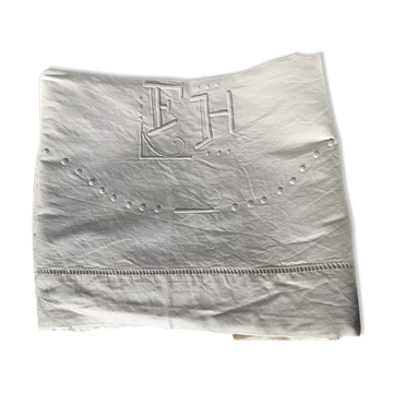2-seater sheet embroidered FH and mestizo cream tablets