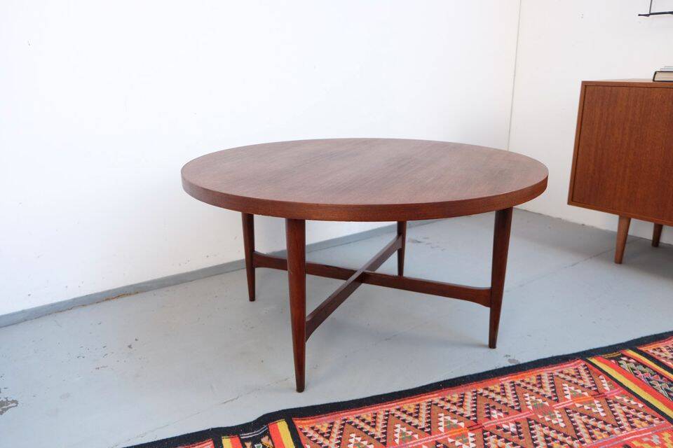 Vintage teak coffee table in 60s-70s style, retro style.