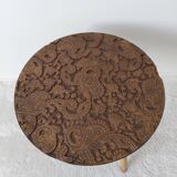 Vintage round table, tripod, carved wood