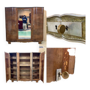 Art Deco bedroom wardrobe in walnut burl, made in the 1940s
