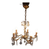 Exceptional bronze chandelier with crystal pendants in working order circa 1910