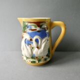 Poet Laval slip pitcher with bird and swan decor