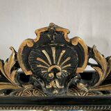 Miroir Napoleon III, noir et or avec fronton 75x112cm
