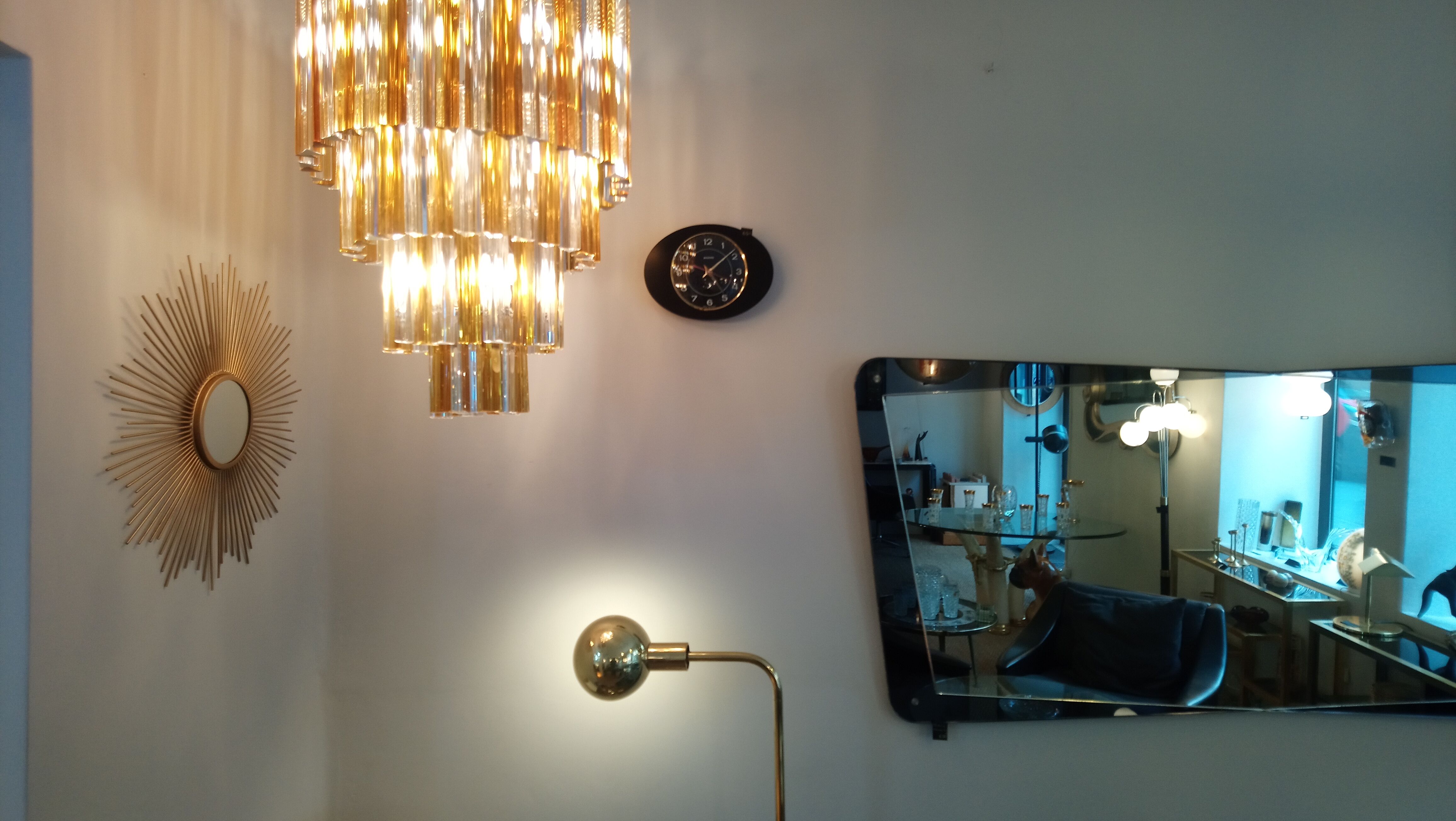 Vintage sun mirror in gold metal 55cm