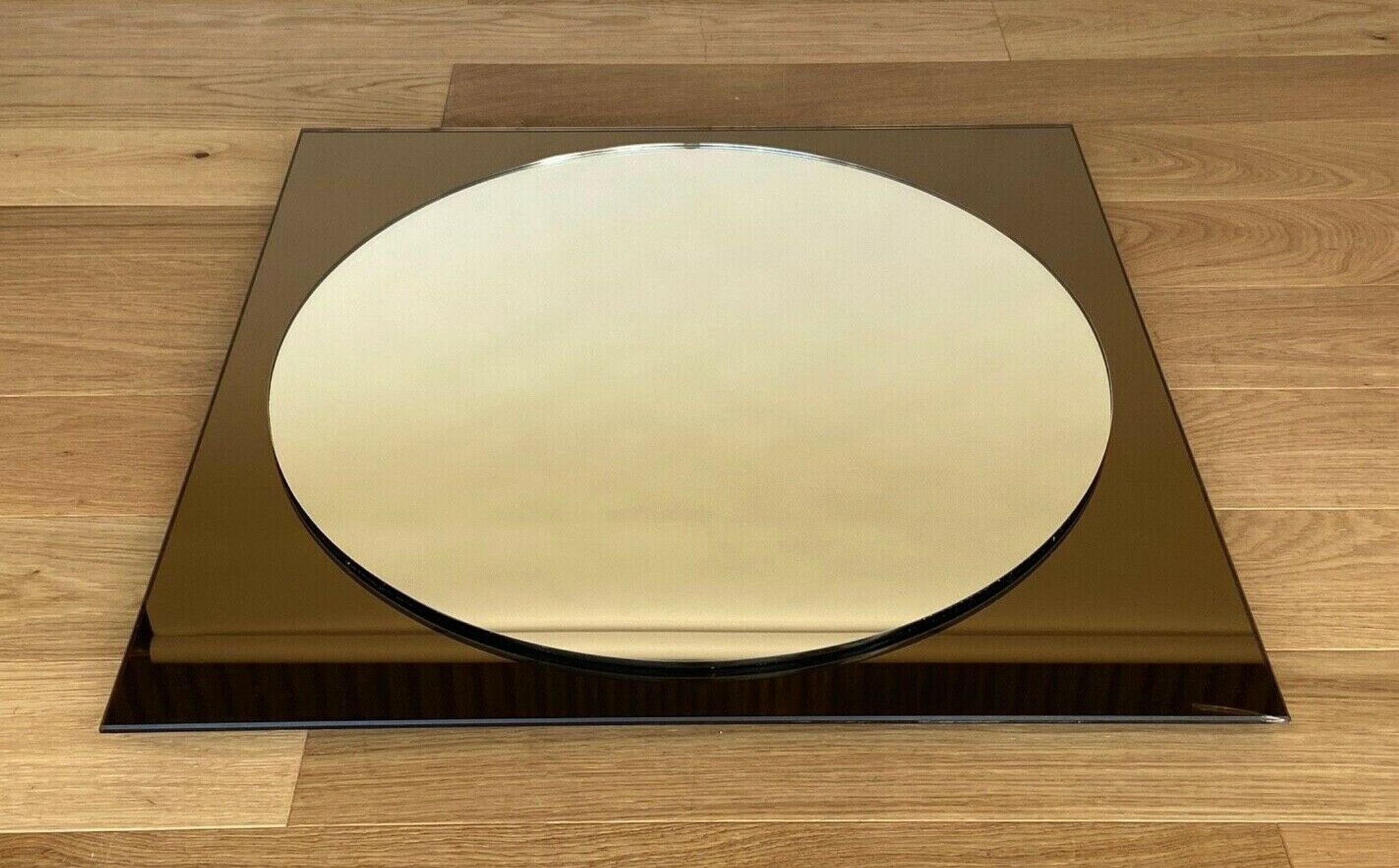 Mirror 1970 in glass smoked modernist square shape