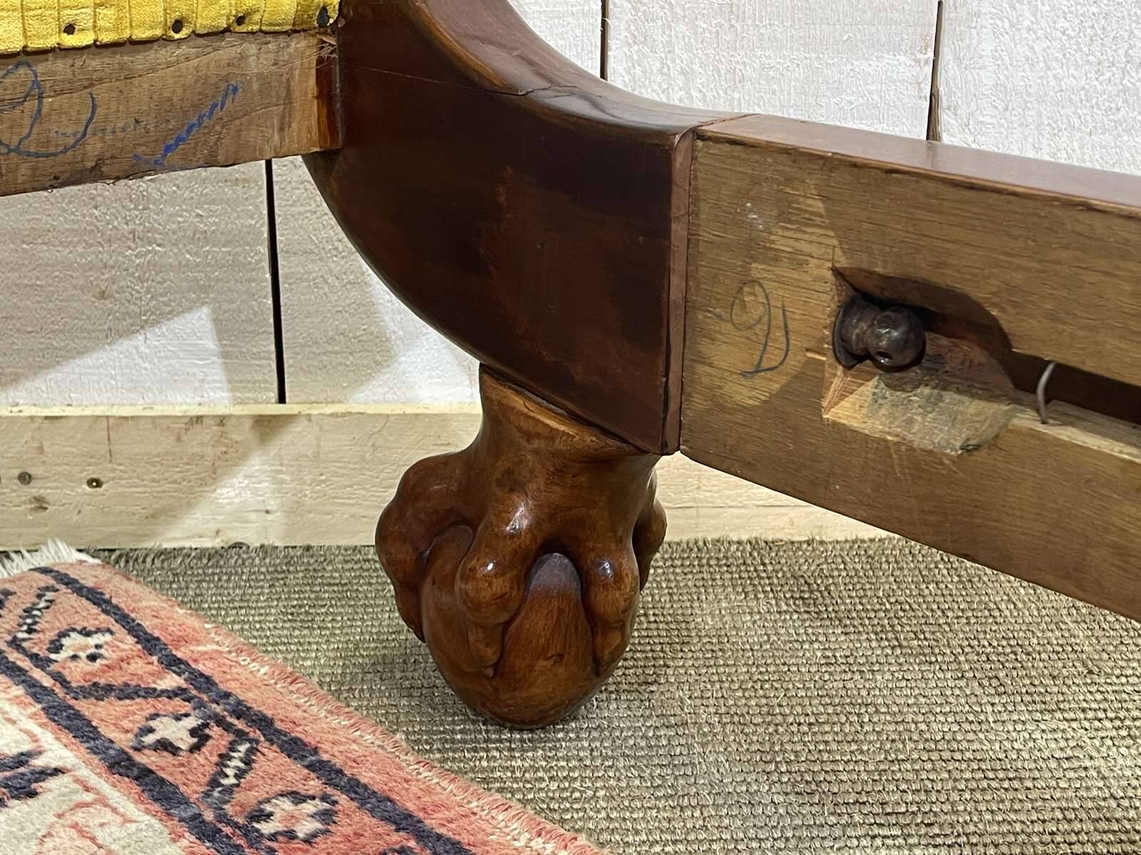 Early 19th century Empire mahogany bed with swan neck finials and claw feet