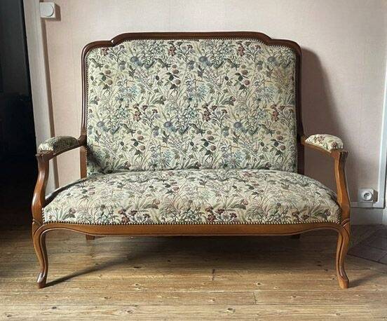 Salon style Louis XV complet en bois massif – Canapé + 2 fauteuils - très bon état
