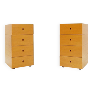 Paire de petits chiffonniers sculpturaux pivotants. Espagne, années 1990.