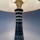 Vintage ceramic table lamp with electrified patterns to nine