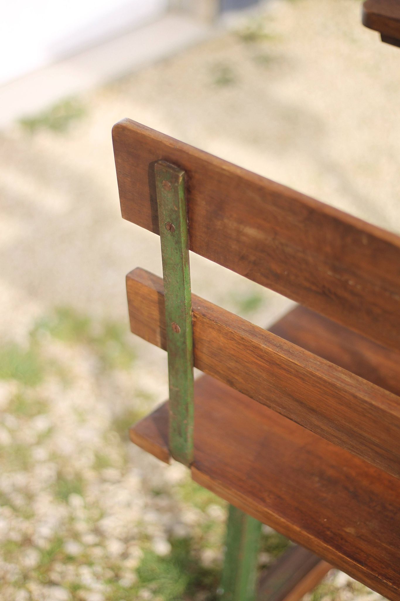 Vintage desk, wooden and metal children's desk, school desk