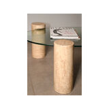 Coffee table, marble legs, glass top, from the 60s