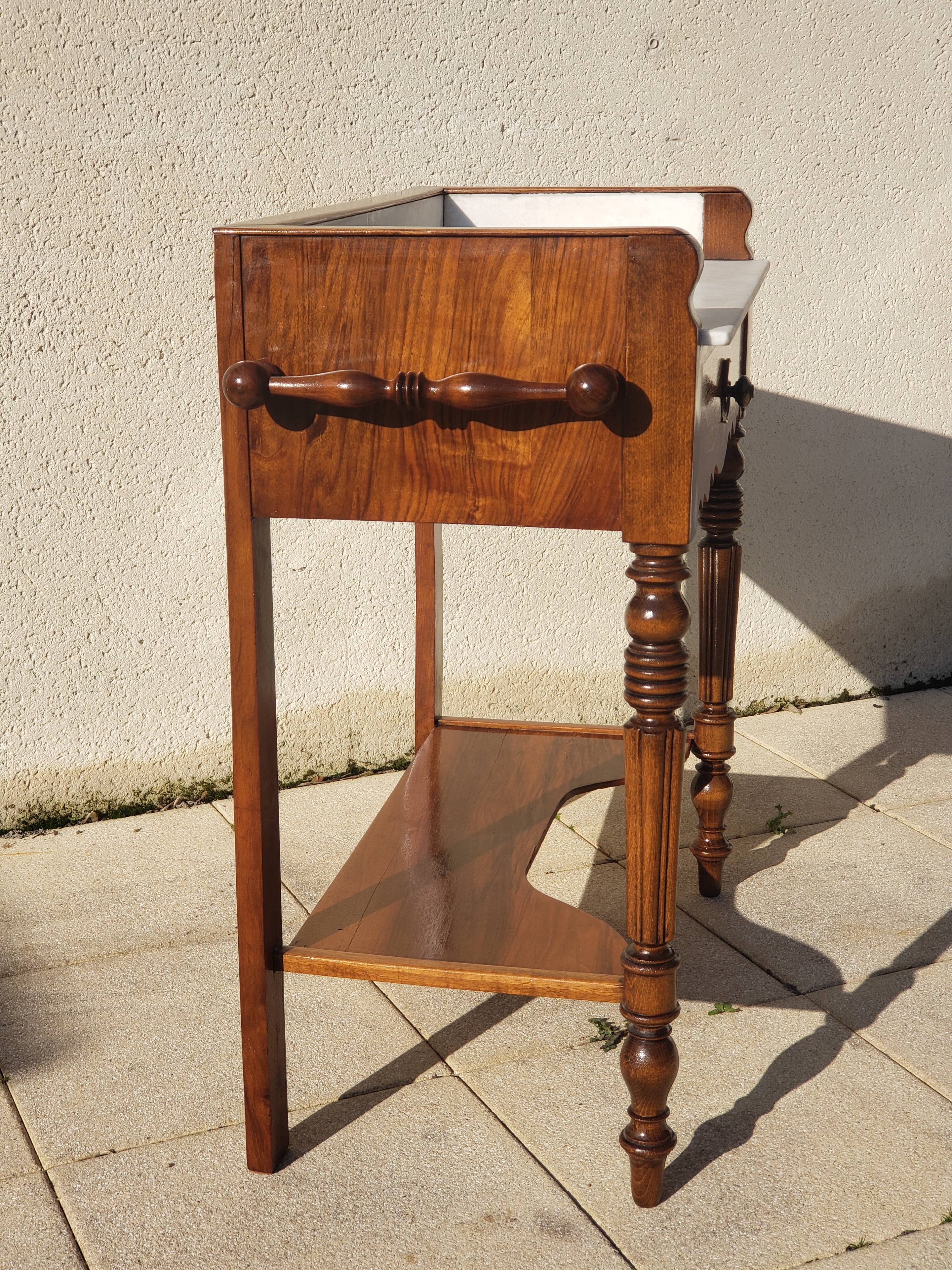 Vintage console hairdresser in walnut, Art Deco Louis Philippe style.