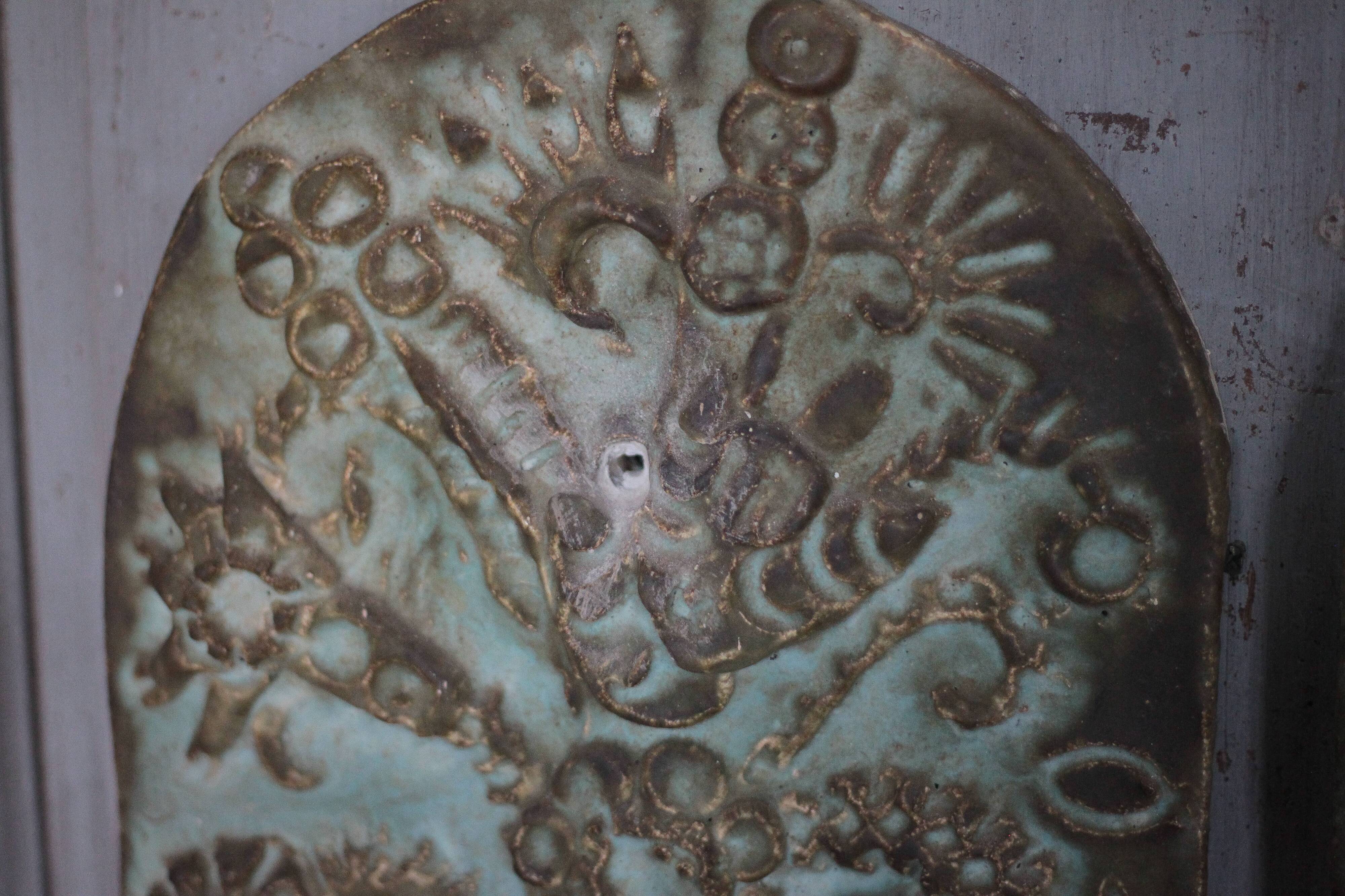 Pair of signed ceramic wall planters, pot cover