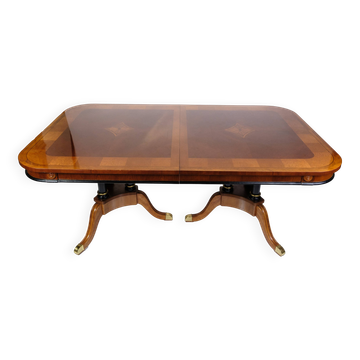 Table à manger avec marqueterie en acajou et bouleau des années 1900
