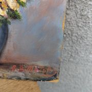 Bouquet of flowers, oil on cardboard