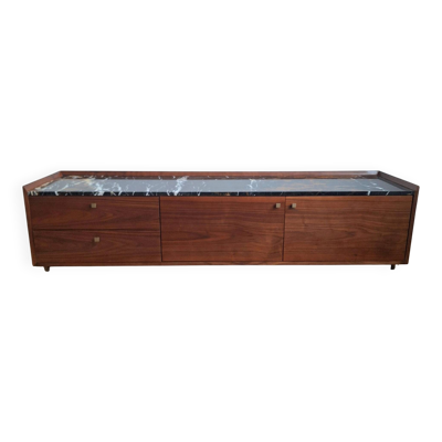 Meuble TV AMPM Noham, enfilade noyer et marbre ambré
