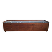 AMPM Noham TV unit, walnut sideboard with amber marble.