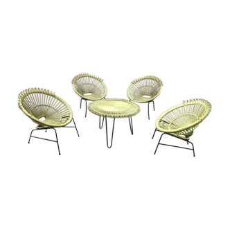 Garden furniture in rattan 1950 style Janine abraham sunburst