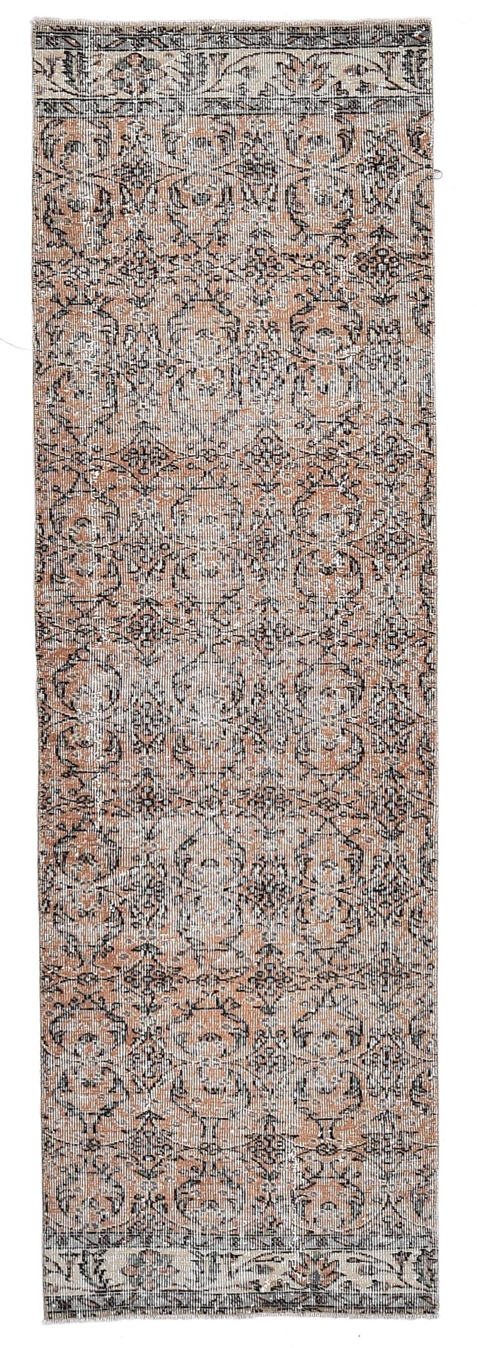 Brunt Orange & Beige Vintage Runner Rug 80x268Cm SK 240825