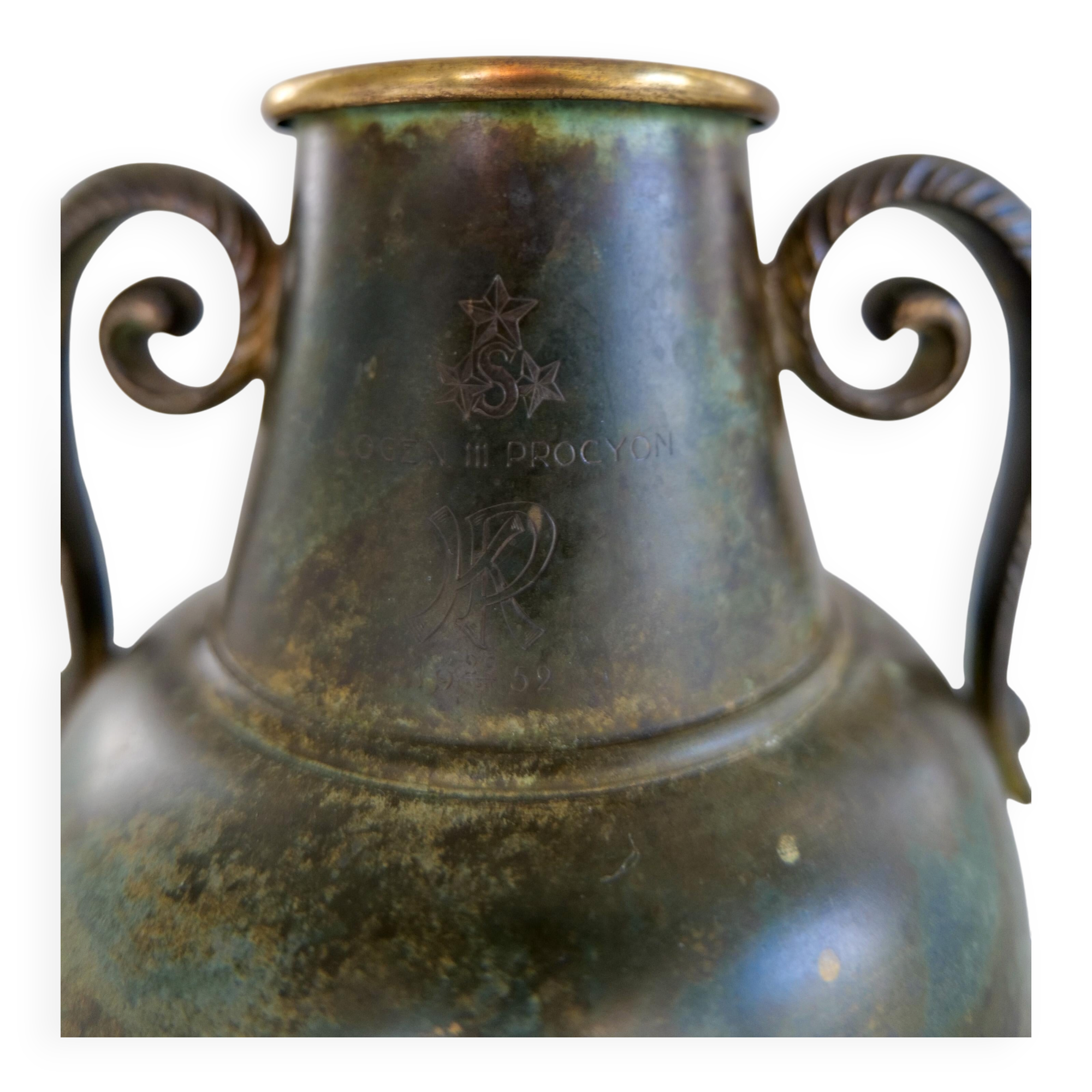 Art Deco vase in bronze and brass by SVM Handarbete, Sweden 1940s