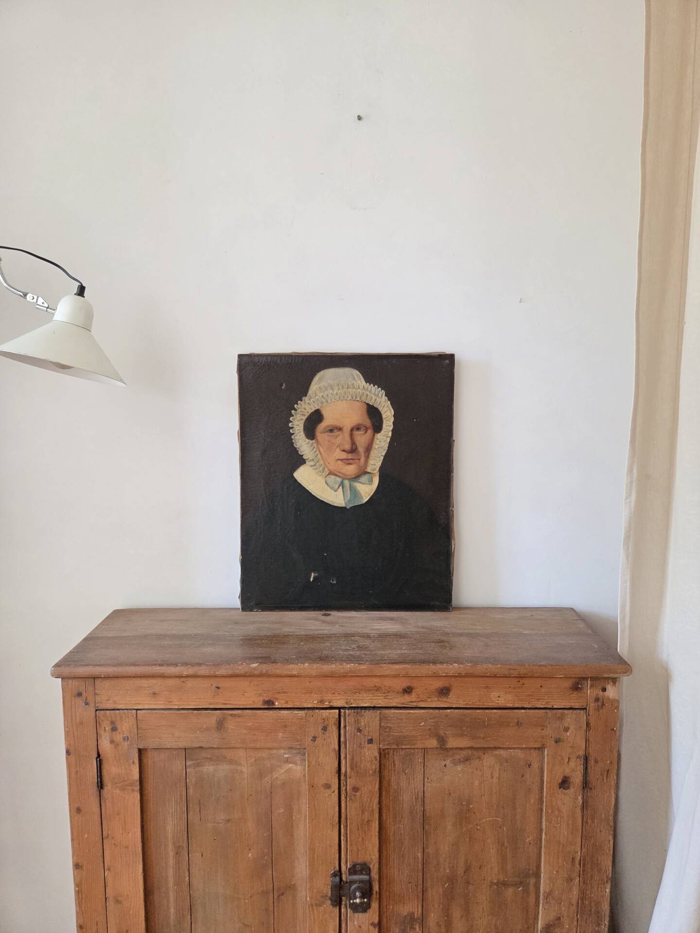 Portrait ancien, peinture a l’huile XIXe
