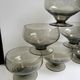 Set of 6 art deco design champagne glasses in smoked glass 30s-40s