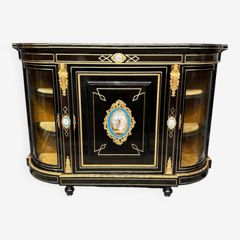 Napoleon III style credenza with four Sèvres medallions.