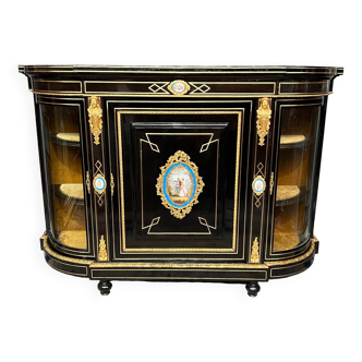 Napoleon III style credenza with four Sèvres medallions.