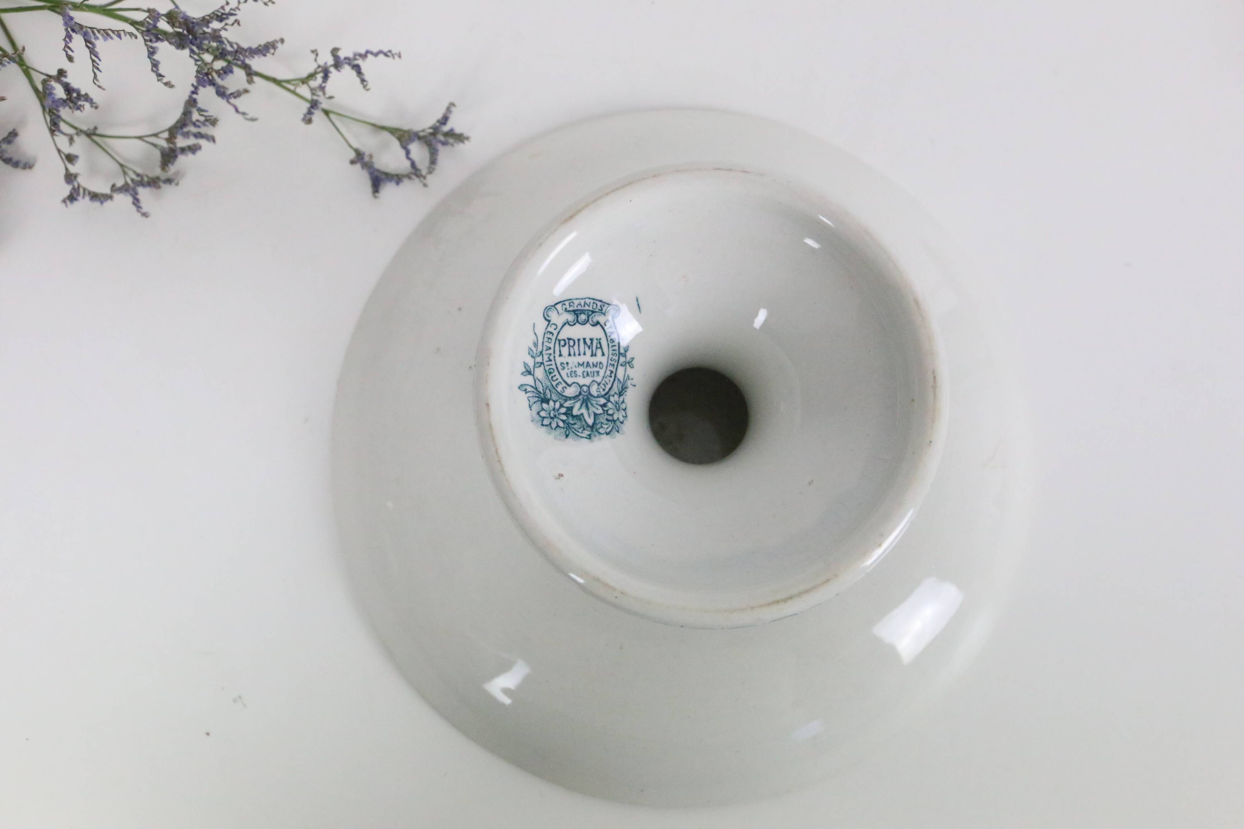 Old ceramic compote bowl, Prima de Saint Amand model, French manufacture, late 19th century
