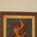 Original mid-century Swedish oil on canvas – “Layers” by Wilhelm Henning – signed & framed – 32 × 39 cm (12.6" × 15.4")