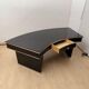 Art Deco desk in black lacquer, walnut & metal, France, 1950