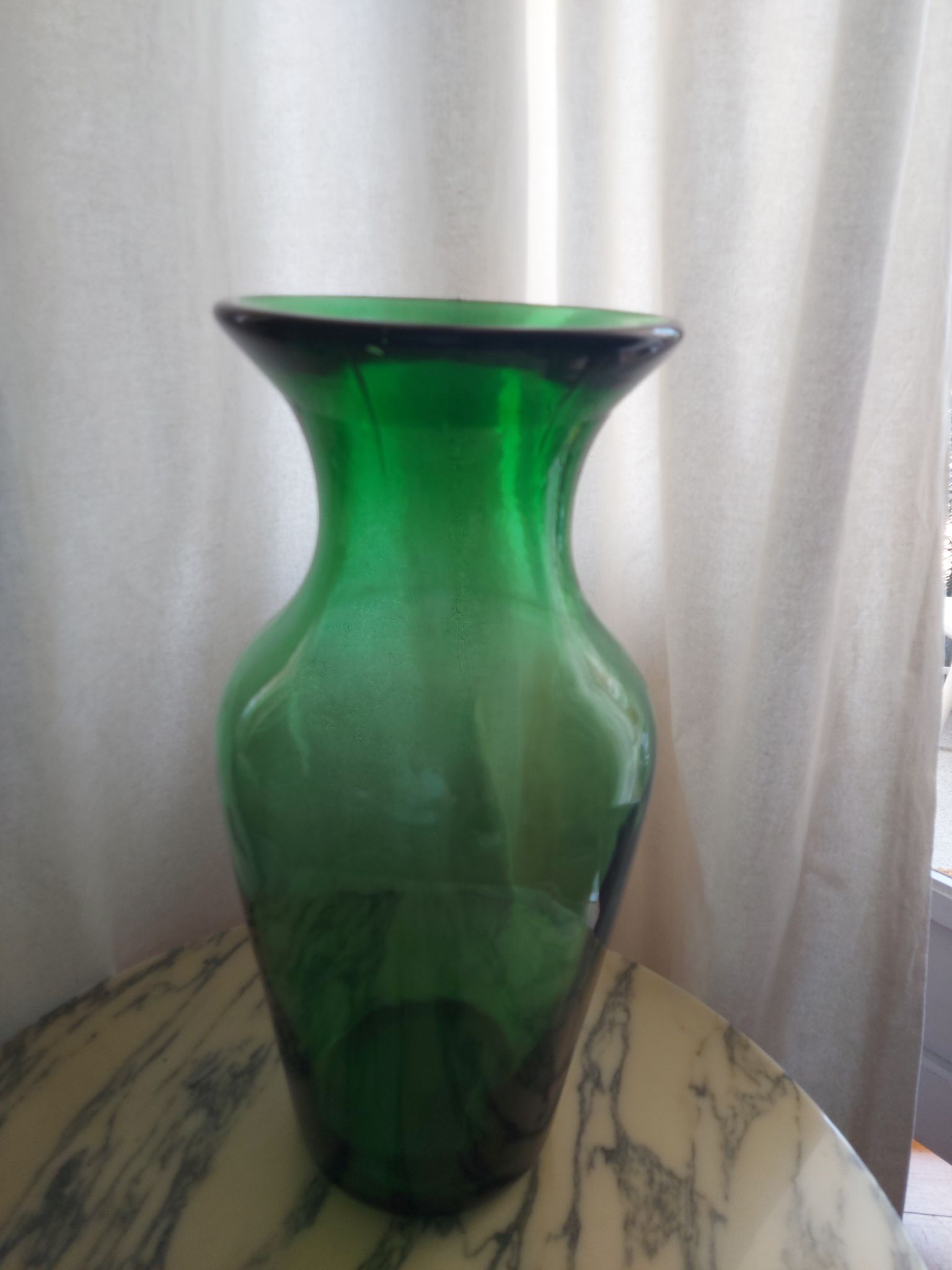 Blown glass vase, bottle green