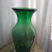 Blown glass vase, bottle green