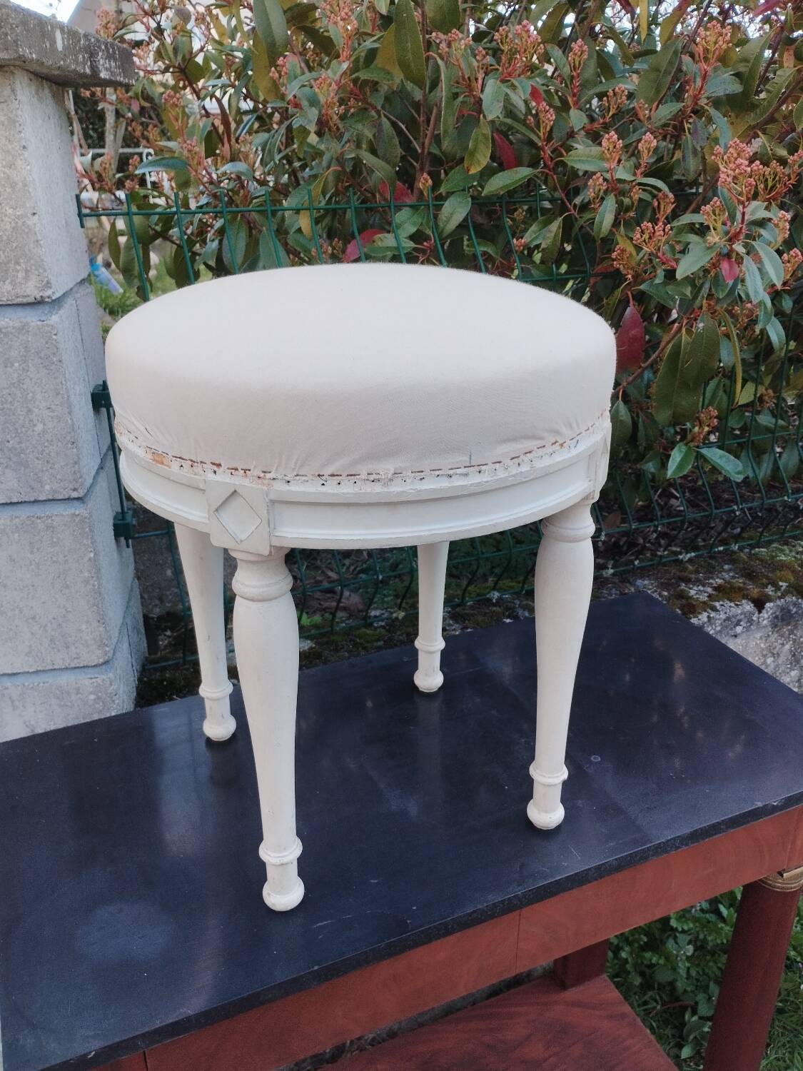 Antique Louis XVI style pouf stool