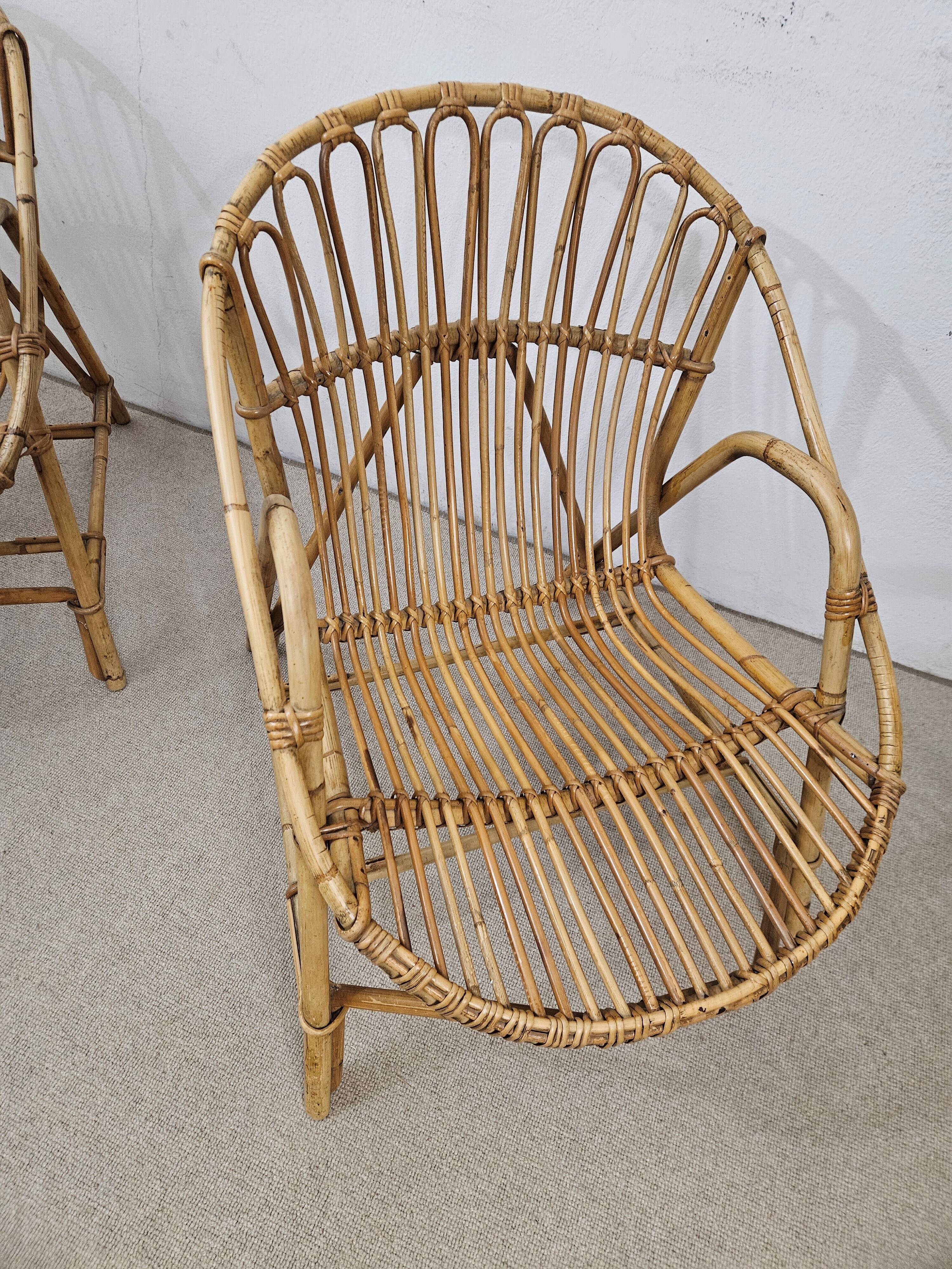 Vintage wicker basket armchairs