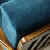 Vintage armchair navy blue velvet Mid century modern design by Zenon Bączyk 1965