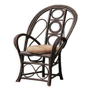 Fauteuil sculptural en bois courbé , Art Populaire, vers 1900