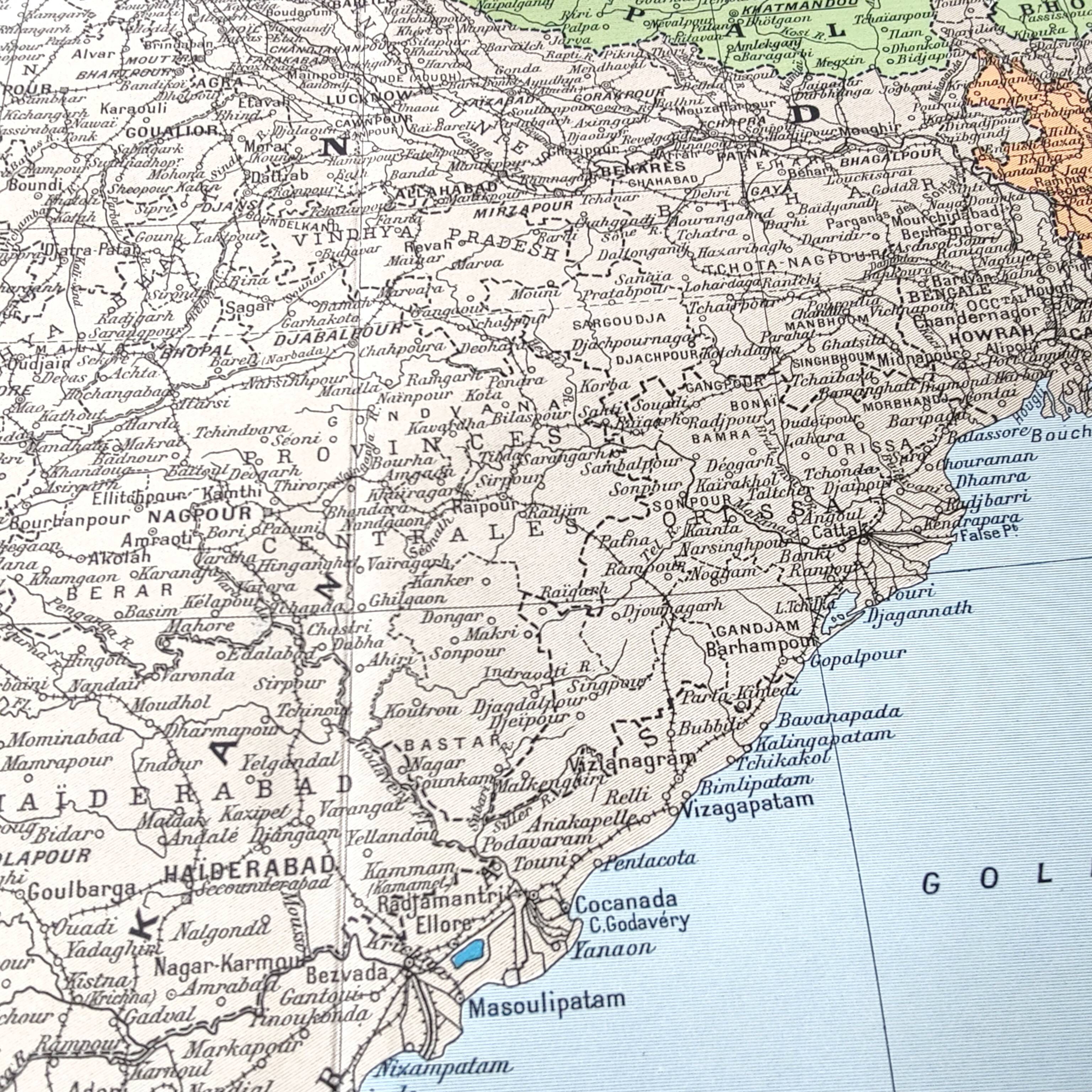 Vintage map of India 43x43cm from 1950