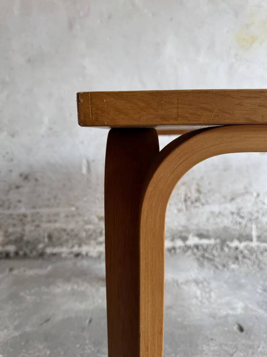 Set of 2 light-grey laminated and beech wood half-round dining tables by Magnus Olesen