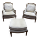 Paire de fauteuil / bergères de style Louis XVI beige