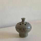 Jacques Blin "flower picker" vase in enameled ceramic with decorative frieze, signed under the base