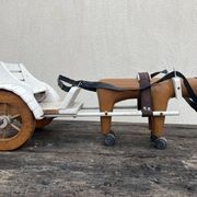 jouet cariole avec cheval en bois années 60