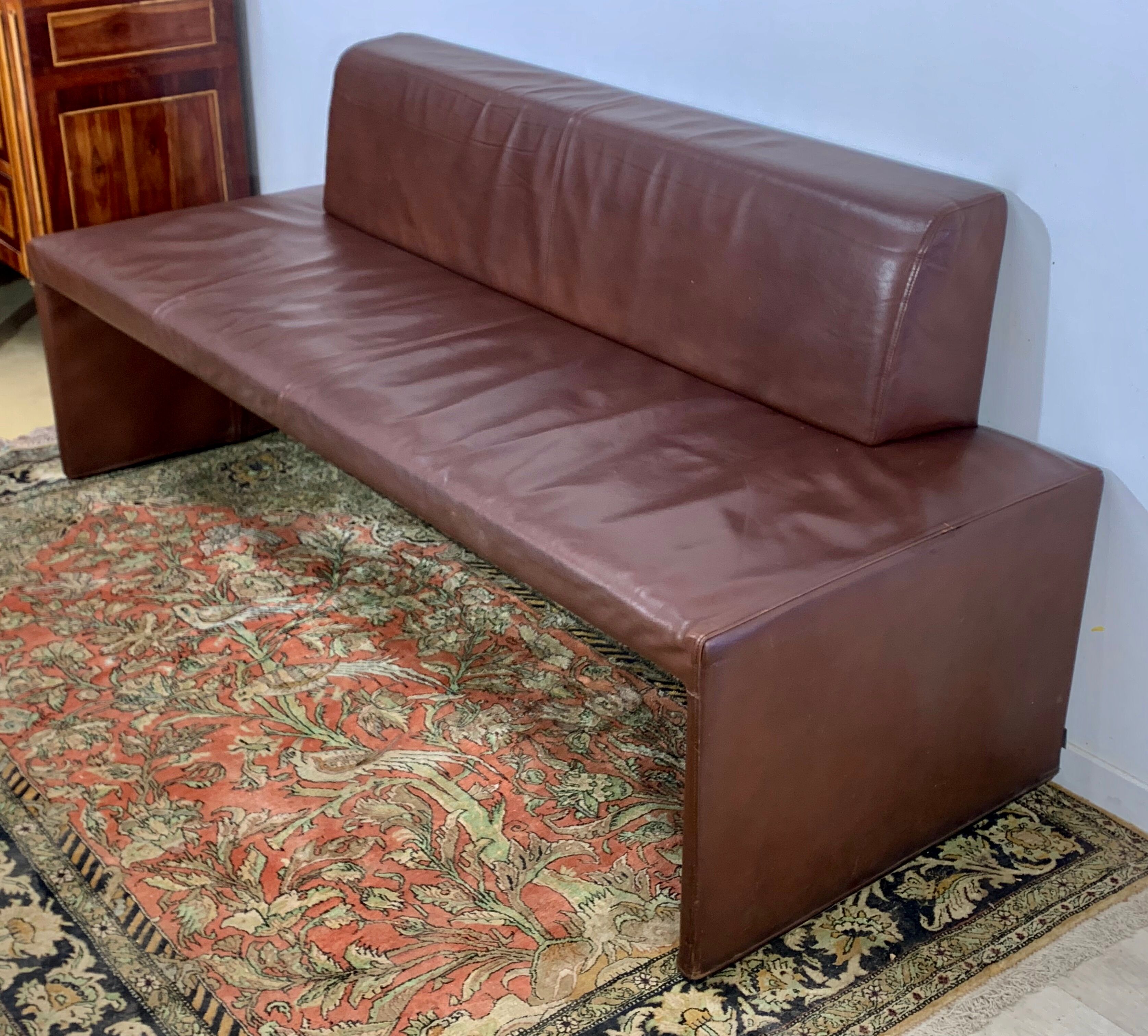 Walter Knoll bench, brown leather