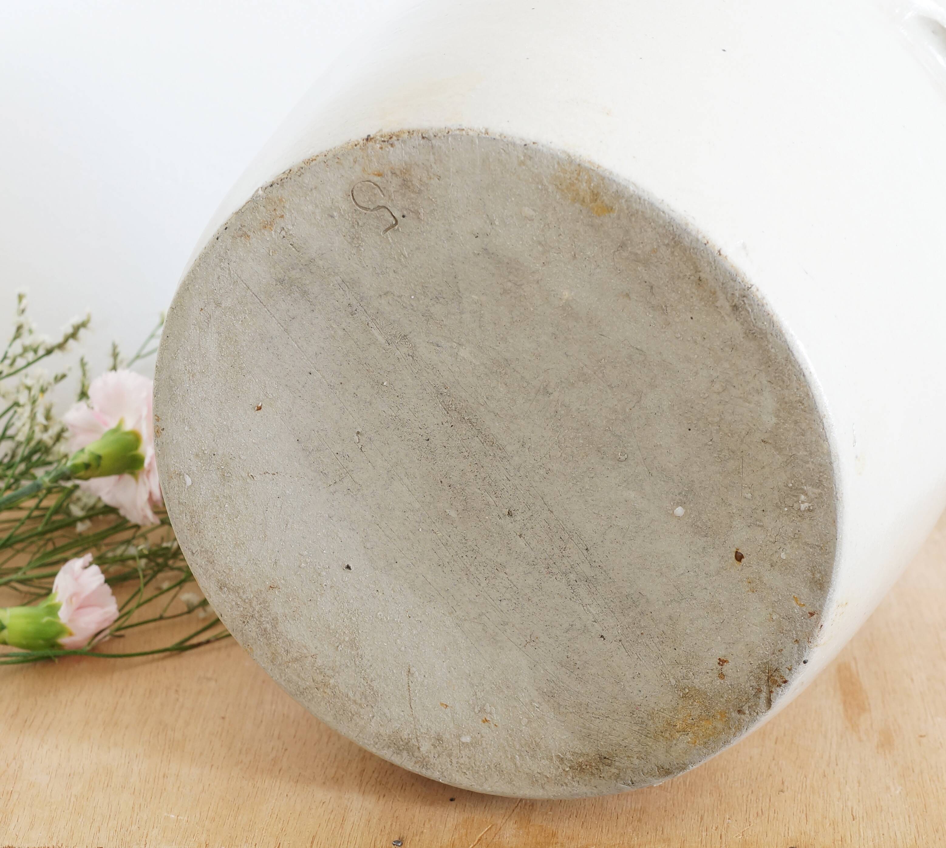 Large old stoneware confit pot