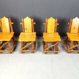 Vintage brutalist dining chairs, set of 4 - 1960s