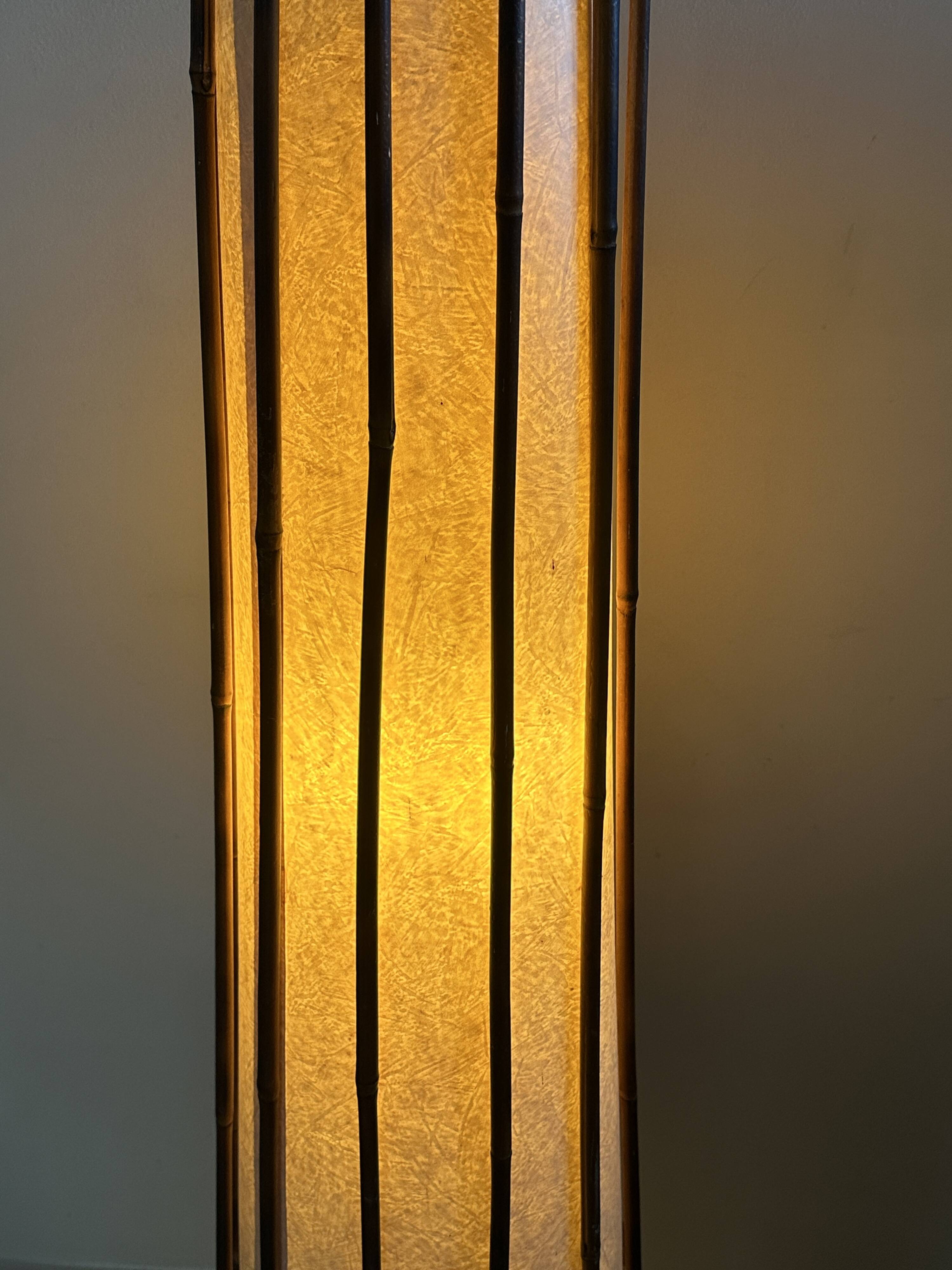 Vintage 1960s rattan floor lamp.
