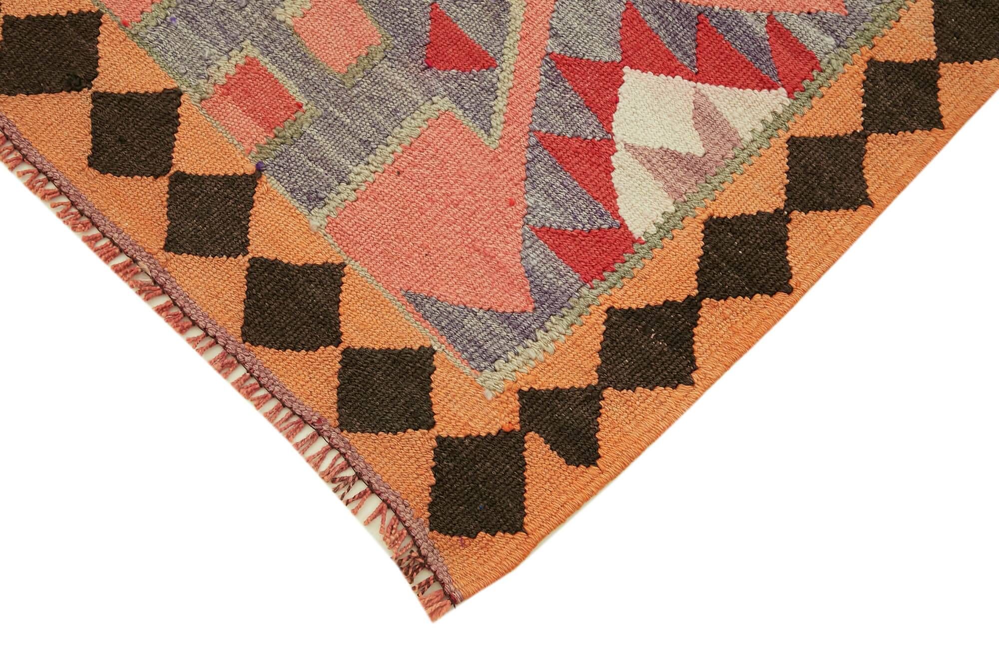 Turkish Handwoven Vintage Herki Kilim 95 cm x 344 cm