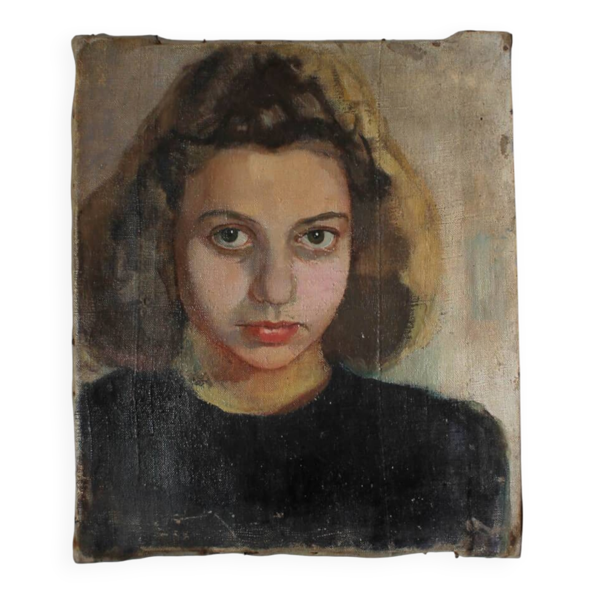 Un portrait d'une jeune femme, huile sur toile, début du 20e siècle.