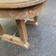 Rectangular Art Deco dining table with a central pedestal, stripped in solid oak.